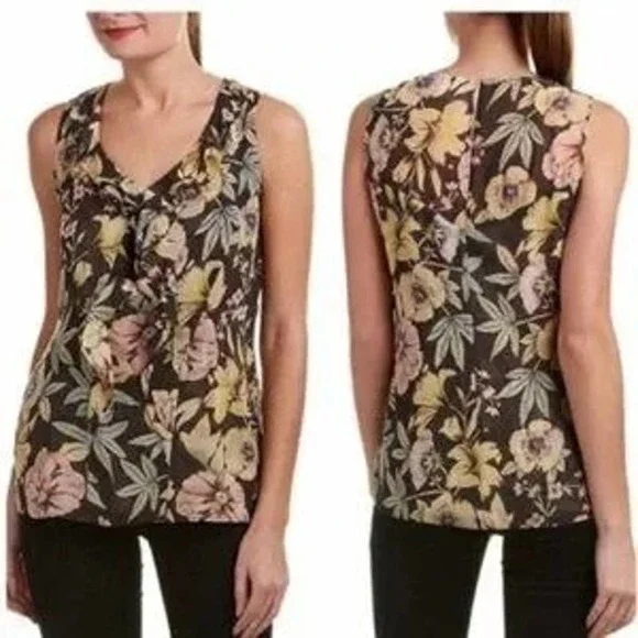 CABI Osaka Nights Gray Pastel Ruffle Tank Blouse Size S - Picture 2 of 5